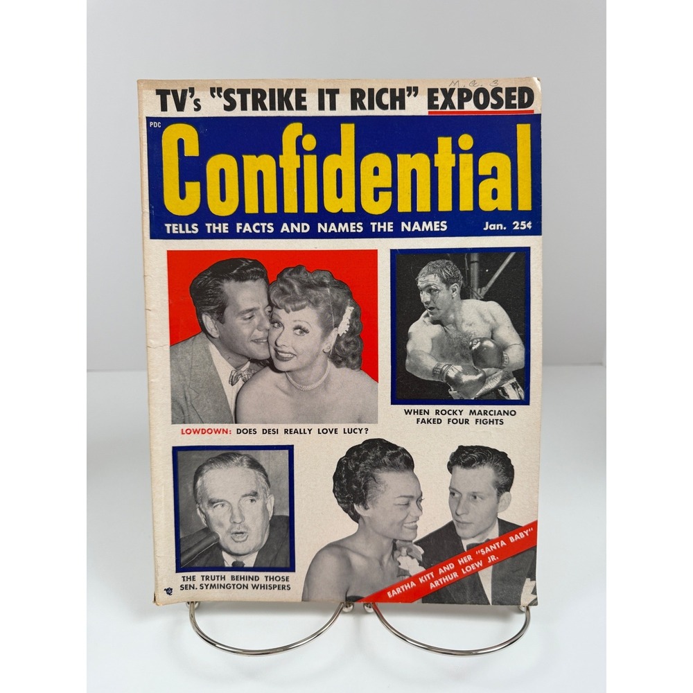 Vintage Confidential Jan 1955 Lucille Ball Desi‎ Arnaz Rocky Marciano Magazine